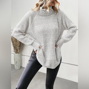 Caslon Light Gray Cowl Neck Sweater